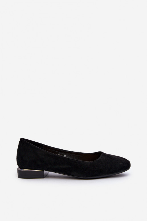Sapatos femininos de camurça com salto baixo na cor preta Sergio Leone