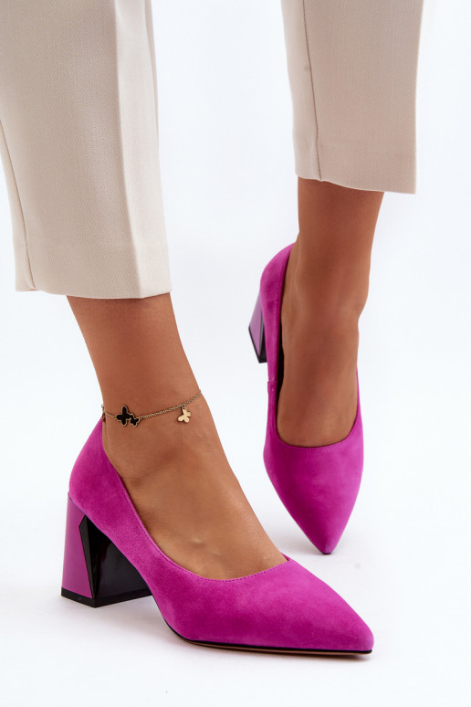 Sapatos de camurça com salto rosa Alessyndra