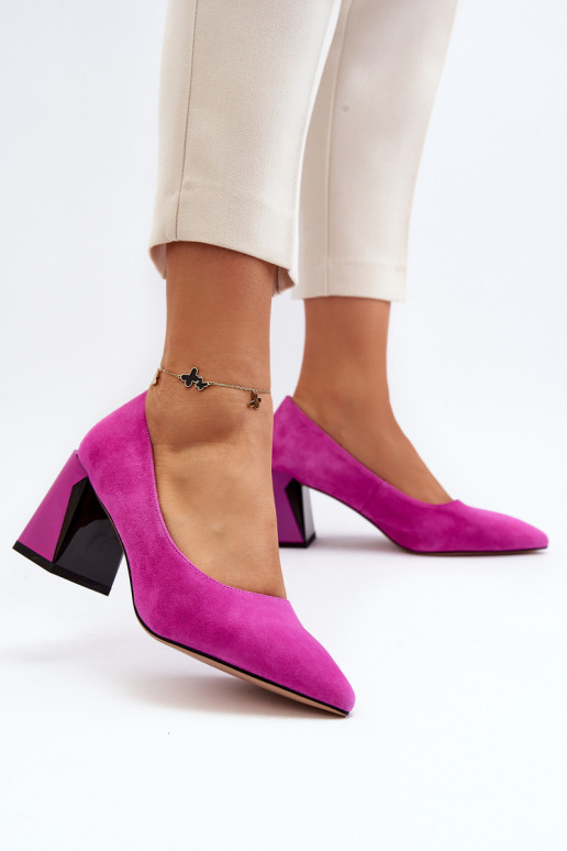 Sapatos de camurça com salto rosa Alessyndra