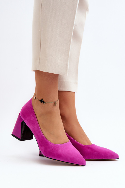 Sapatos de camurça com salto rosa Alessyndra