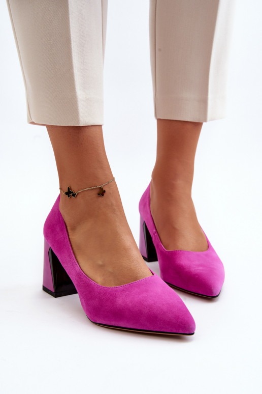 Sapatos de camurça com salto rosa Alessyndra