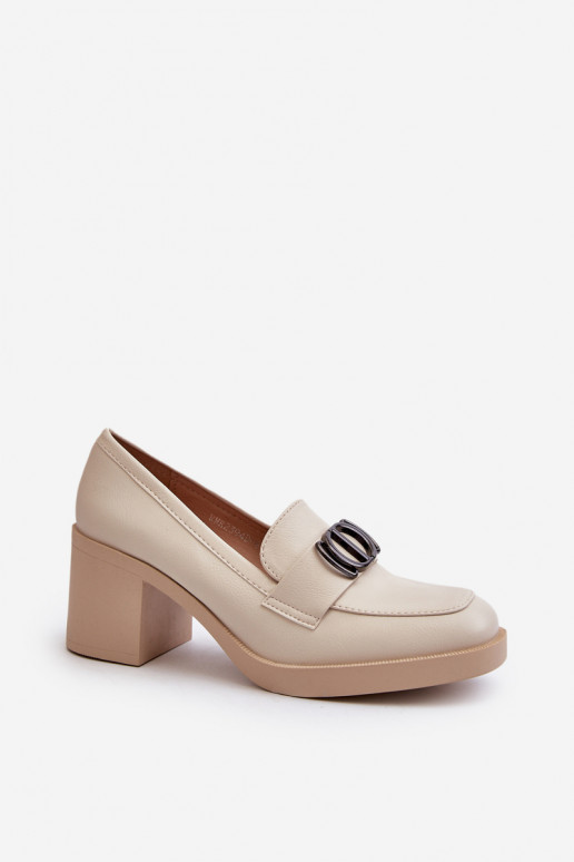 Sapatos de salto com enfeites bege Nedarea