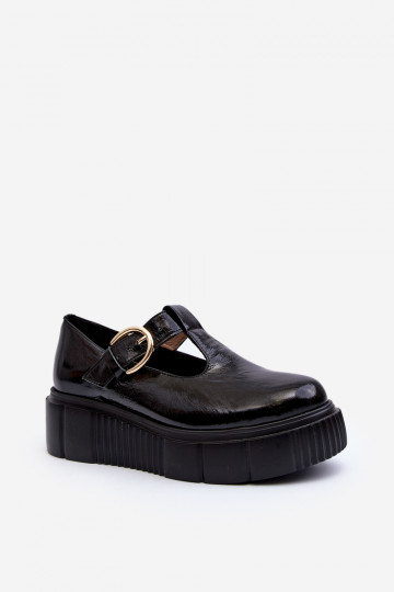 Sapatos plataforma de couro envernizado em preto Zazoo 2
