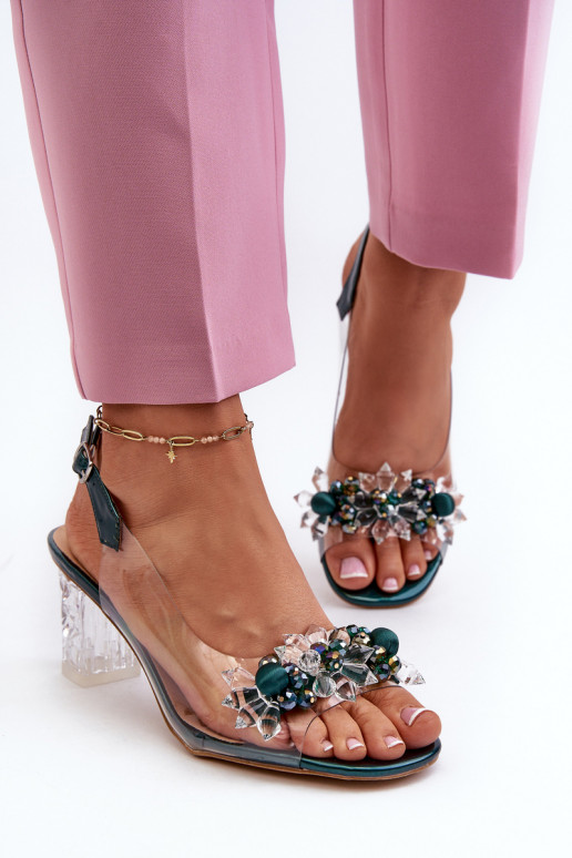 Sandálias transparentes de salto com...