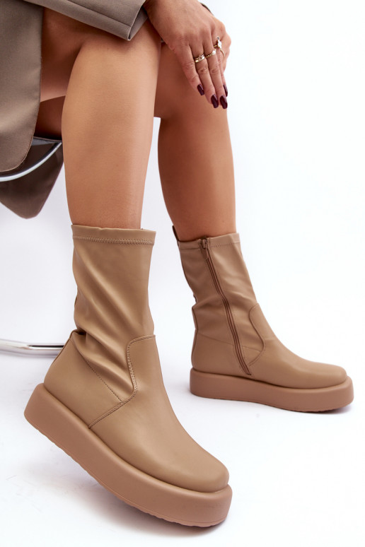 Botas com plataforma bege Algedi