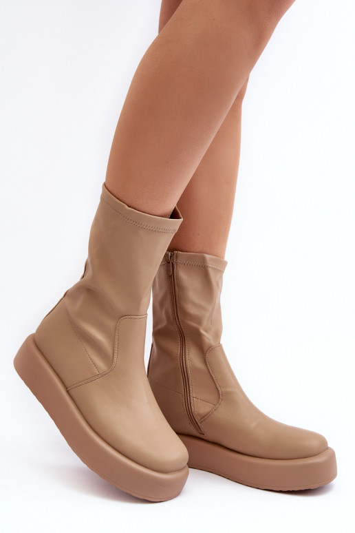 Botas com plataforma bege Algedi