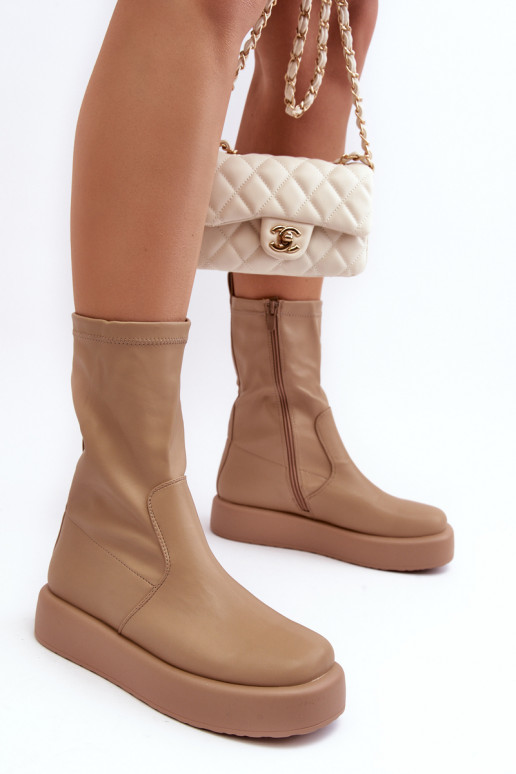 Botas com plataforma bege Algedi