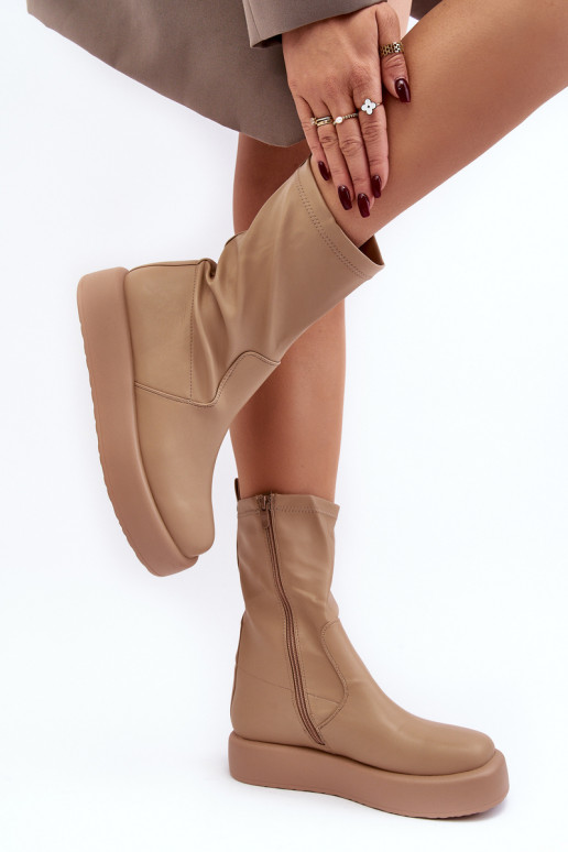 Botas com plataforma bege Algedi
