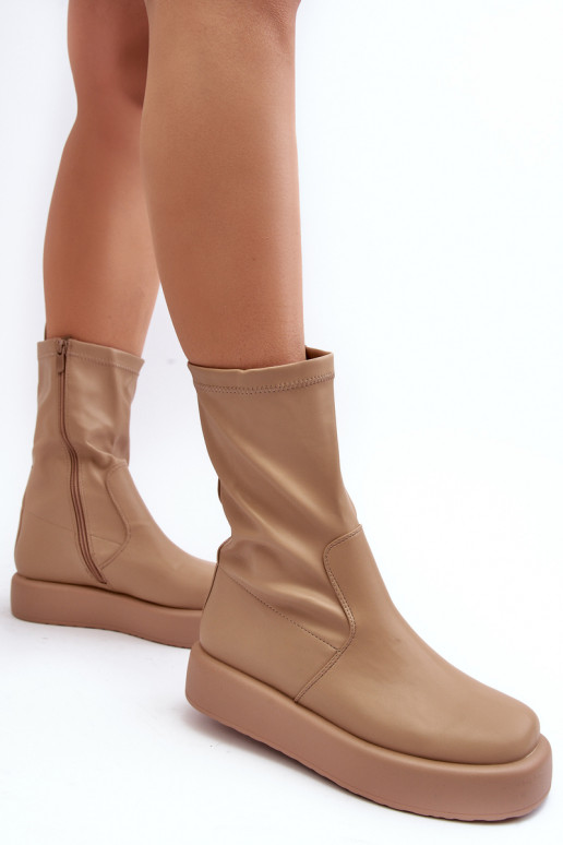 Botas com plataforma bege Algedi