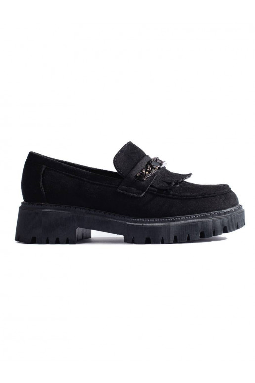 Mocassins femininos de camurça preta Shelovet