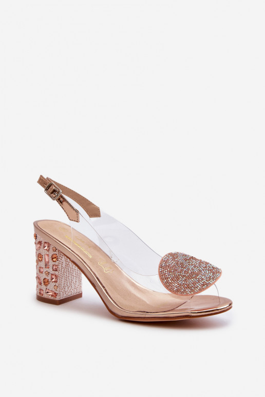 Sandálias com salto rosa ouro D&A