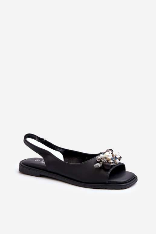 Sandálias femininas com lindos detalhes em preto S.Barski