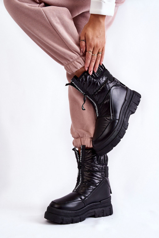 Botas de neve com elástico na cor preta