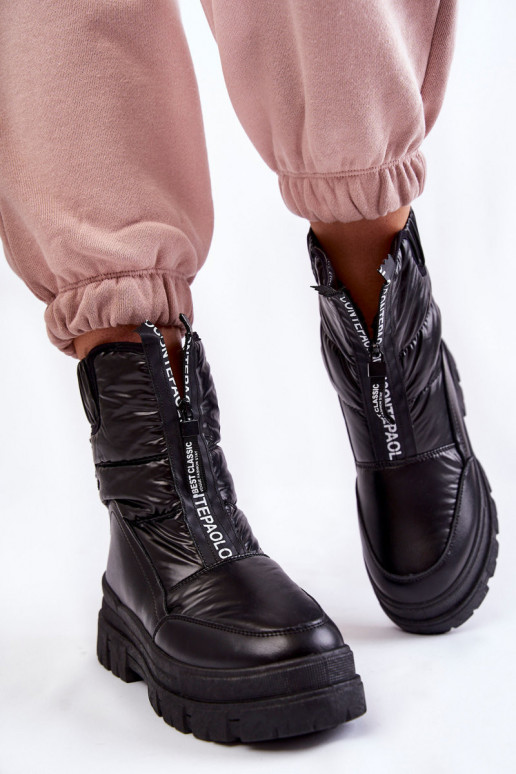 Botas de neve com elástico na cor preta Botas de neve com elástico na cor preta