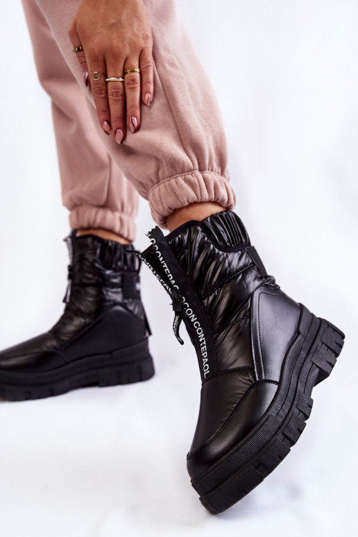 Botas de neve com elástico na cor preta Botas de neve com elástico na cor preta