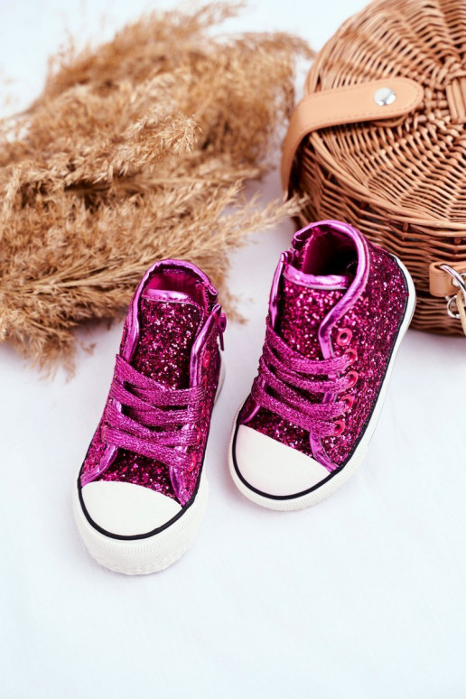 Sapatos casuais infantis com glitter...