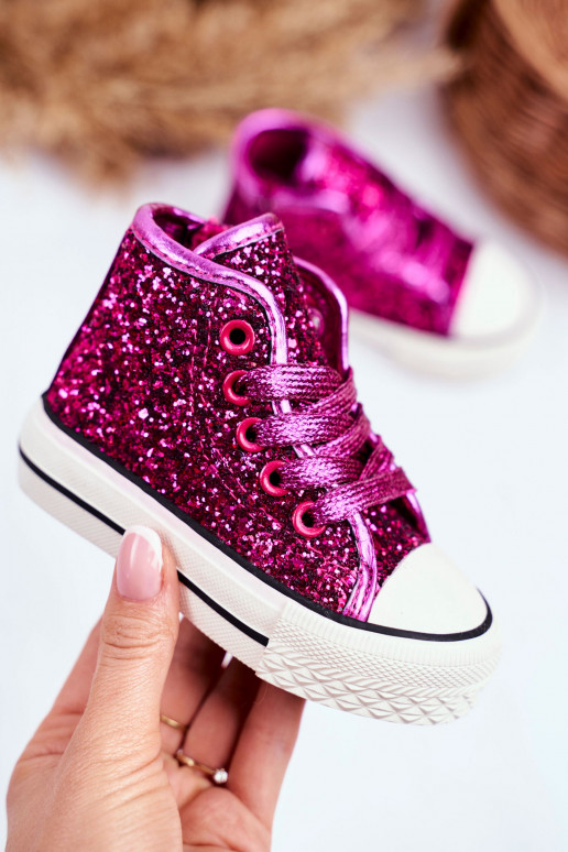 Sapatos casuais infantis com glitter...