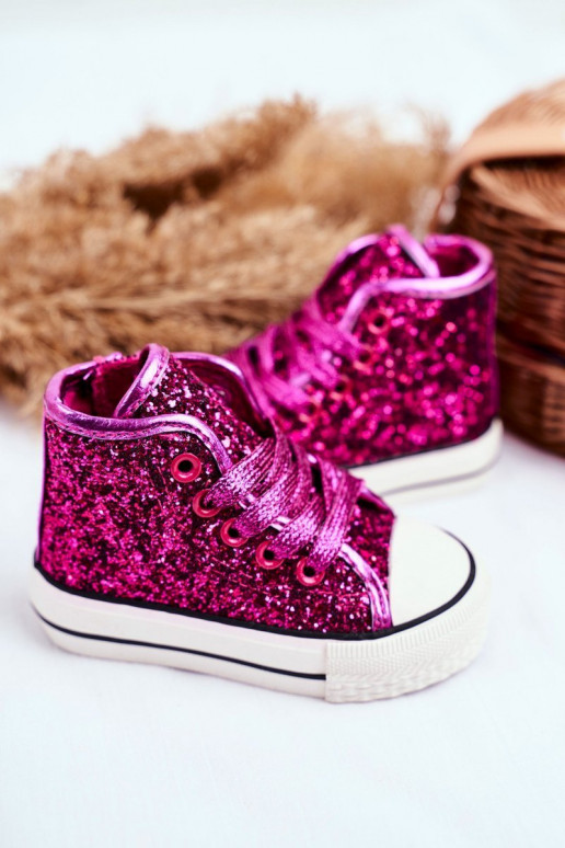 Sapatos casuais infantis com glitter...