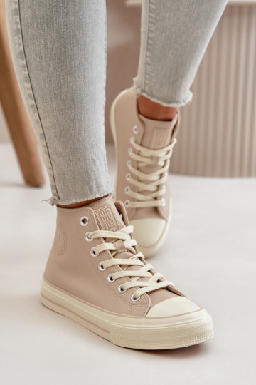 Sapatos de lazer aquecimento de couro ecológico bege Big Star OO274934