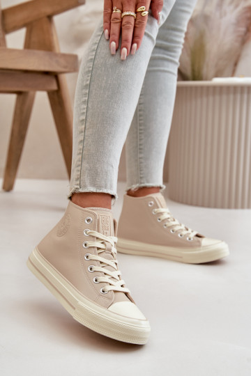 Sapatos de lazer aquecimento de couro ecológico bege Big Star OO274934 2