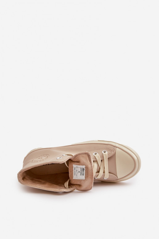 Sapatos de lazer aquecimento de couro ecológico bege Big Star OO274934 Sapatos de lazer aquecimento de couro ecológico bege Big Star OO274934