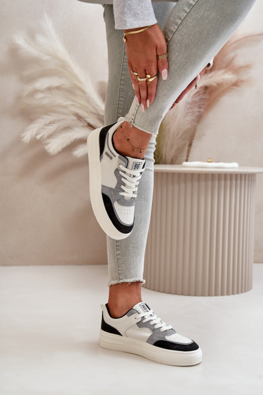 Baixo feminino À modalo de tênis de couro ecológico Big Star OO274028 Branco-cor cinza