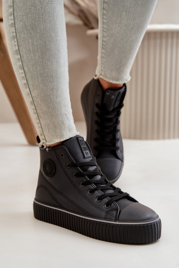 Feminino aquecimento sapatos casuais de couro ecológico Big Star OO274790 cor preta