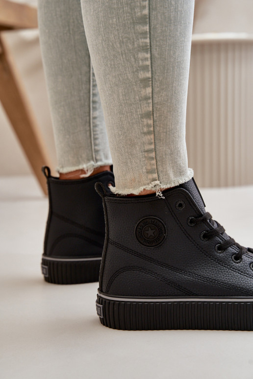 Feminino aquecimento sapatos casuais de couro ecológico Big Star OO274790 cor preta Feminino aquecimento sapatos casuais de couro ecológico Big Star OO274790 cor preta