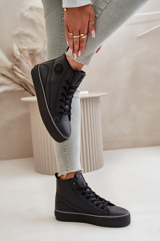 Feminino aquecimento sapatos casuais de couro ecológico Big Star OO274790 cor preta Feminino aquecimento sapatos casuais de couro ecológico Big Star OO274790 cor preta