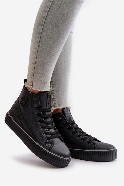 Feminino aquecimento sapatos casuais de couro ecológico Big Star OO274790 cor preta Feminino aquecimento sapatos casuais de couro ecológico Big Star OO274790 cor preta