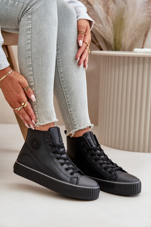 Feminino aquecimento sapatos casuais de couro ecológico Big Star OO274790 cor preta Feminino aquecimento sapatos casuais de couro ecológico Big Star OO274790 cor preta