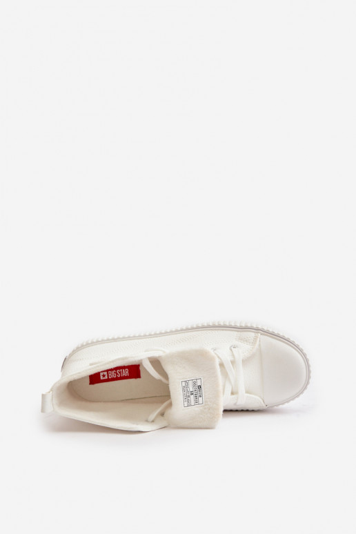 Feminino aquecimento sapatos casuais de couro ecológico Big Star OO274788 cor branca Feminino aquecimento sapatos casuais de couro ecológico Big Star OO274788 cor branca