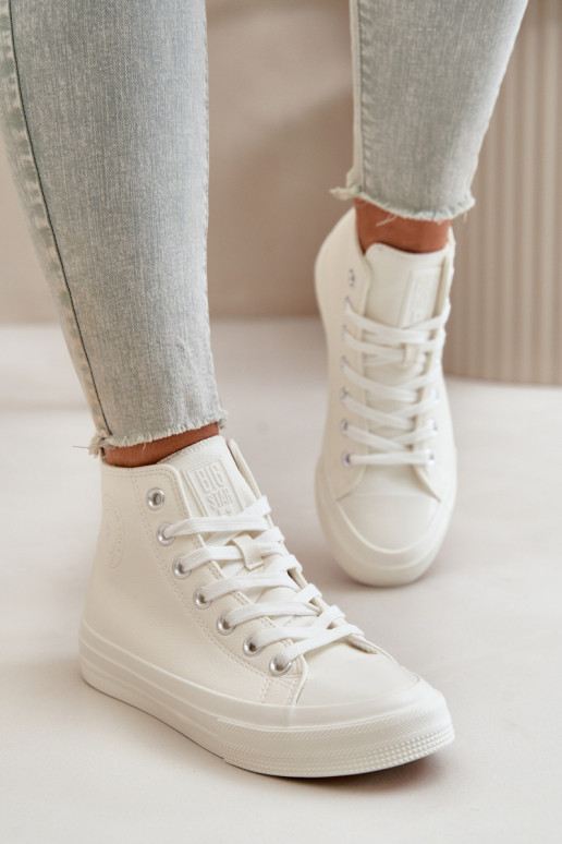 Sapatos de lazer aquecimento de couro ecológico cor branca Big Star OO274932 Sapatos de lazer aquecimento de couro ecológico cor branca Big Star OO274932