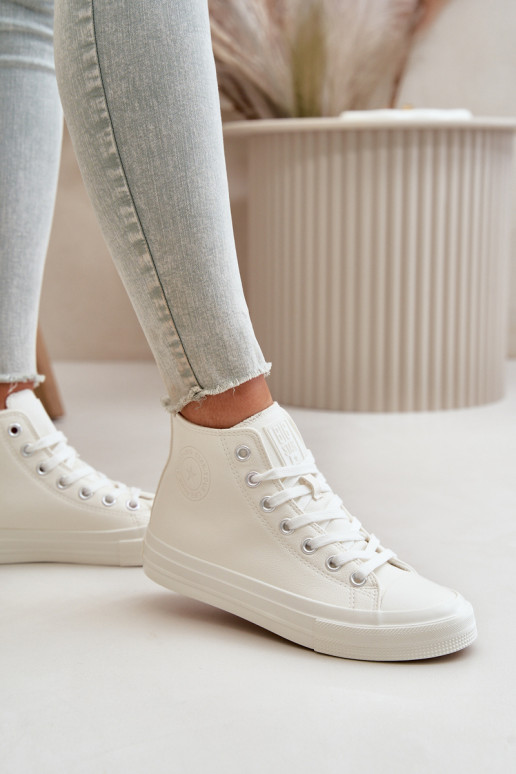 Sapatos de lazer aquecimento de couro ecológico cor branca Big Star OO274932 Sapatos de lazer aquecimento de couro ecológico cor branca Big Star OO274932