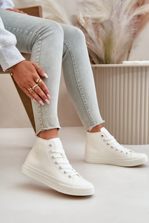 Sapatos de lazer aquecimento de couro ecológico cor branca Big Star OO274932 Sapatos de lazer aquecimento de couro ecológico cor branca Big Star OO274932