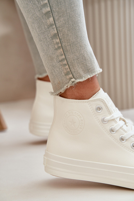 Sapatos de lazer aquecimento de couro ecológico cor branca Big Star OO274932 Sapatos de lazer aquecimento de couro ecológico cor branca Big Star OO274932