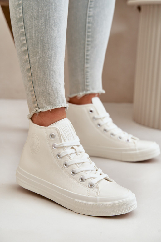 Sapatos de lazer aquecimento de couro ecológico cor branca Big Star OO274932 Sapatos de lazer aquecimento de couro ecológico cor branca Big Star OO274932