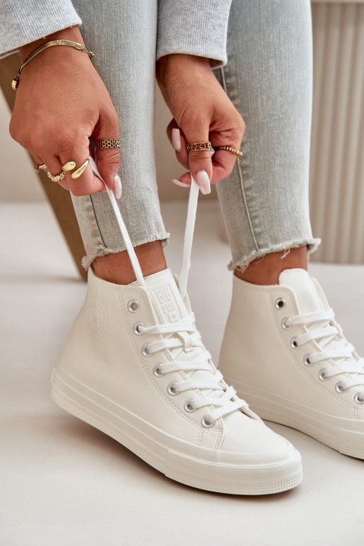 Sapatos de lazer aquecimento de couro ecológico cor branca Big Star OO274932 Sapatos de lazer aquecimento de couro ecológico cor branca Big Star OO274932