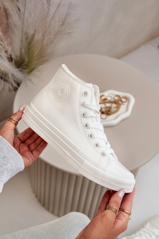 Sapatos de lazer aquecimento de couro ecológico cor branca Big Star OO274932 Sapatos de lazer aquecimento de couro ecológico cor branca Big Star OO274932