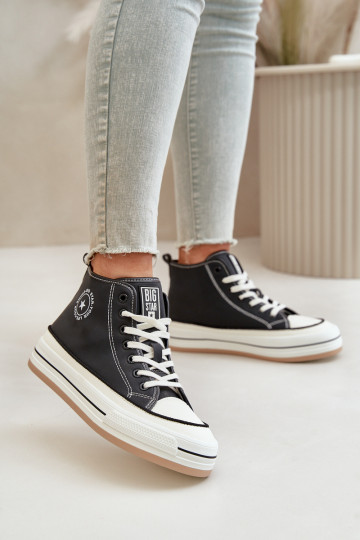 Sapatos casuais acolchoados com plataforma em couro sintético Big Star OO274062 na cor preta 2