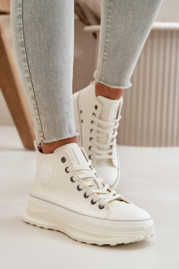Sapatos casuais com plataforma em couro sintético Big Star OO274064 na cor branca