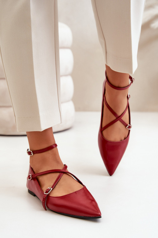 Bailarinas Feminino Z Noskami com nariz pontudo I Przeplatającymi Się Paskami Borgonha Violra