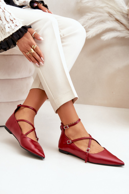 Bailarinas Feminino Z Noskami com nariz pontudo I Przeplatającymi Się Paskami Borgonha Violra