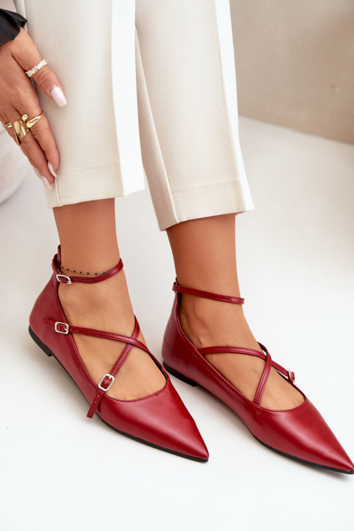 Bailarinas Feminino Z Noskami com nariz pontudo I Przeplatającymi Się Paskami Borgonha Violra