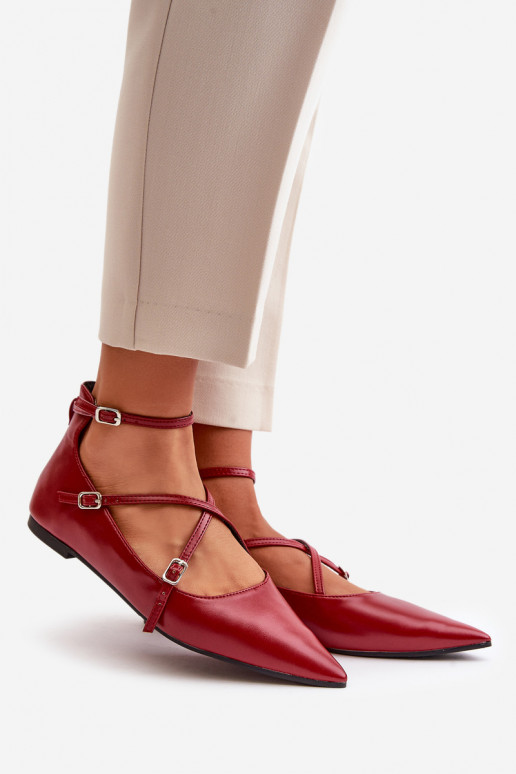 Bailarinas Feminino Z Noskami com nariz pontudo I Przeplatającymi Się Paskami Borgonha Violra