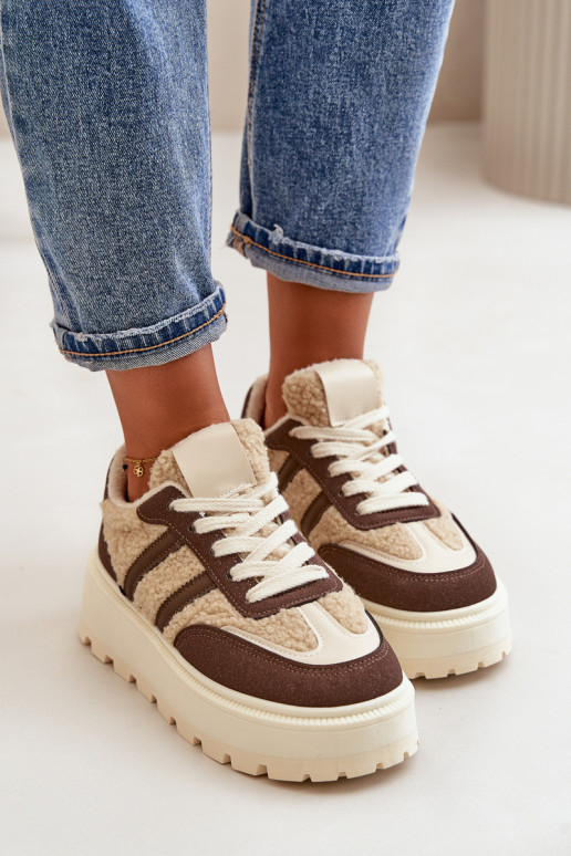 aquecimento À modalo de tênis Feminino com uma plataforma com aquecimento cor marrom Daivlene aquecimento À modalo de tênis Feminino com uma plataforma com aquecimento cor marrom Daivlene