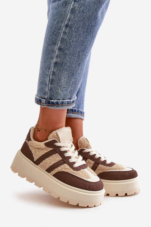 aquecimento À modalo de tênis Feminino com uma plataforma com aquecimento cor marrom Daivlene aquecimento À modalo de tênis Feminino com uma plataforma com aquecimento cor marrom Daivlene