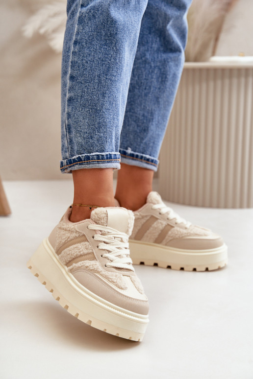 aquecimento À modalo de tênis Feminino com uma plataforma com aquecimento bege Daivlene aquecimento À modalo de tênis Feminino com uma plataforma com aquecimento bege Daivlene