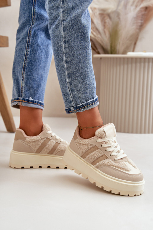 aquecimento À modalo de tênis Feminino com uma plataforma com aquecimento bege Daivlene aquecimento À modalo de tênis Feminino com uma plataforma com aquecimento bege Daivlene