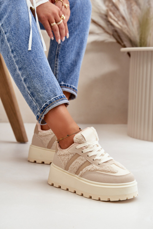 aquecimento À modalo de tênis Feminino com uma plataforma com aquecimento bege Daivlene aquecimento À modalo de tênis Feminino com uma plataforma com aquecimento bege Daivlene